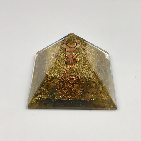 Orgone Pyramid, Tiger Eye 3"