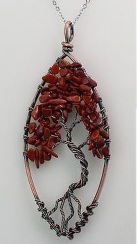 Tree Of Life Pendant, Red Jasper