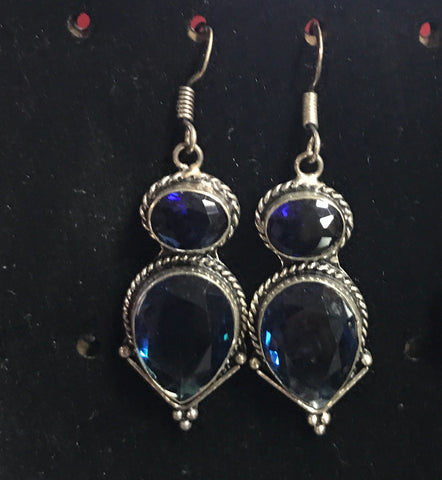 Blue Iolite Silver Earrings