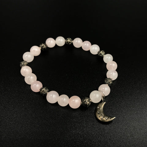 Rose Quartz Cresent Moon Bracelet