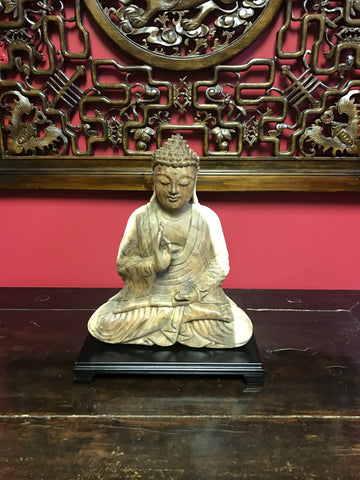 Statue, Wood Meditation Buddha, 12"