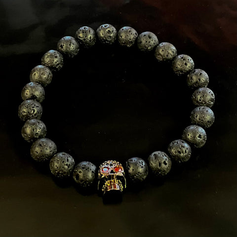 Black Obsidian Skull Bracelet XL