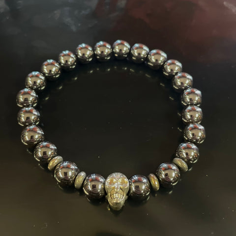 Hematite Skull Bracelet XL