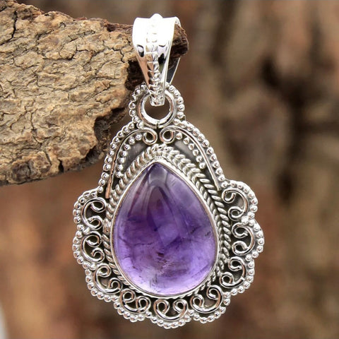 Amethyst pendant, 925 Solid Sterling Silver