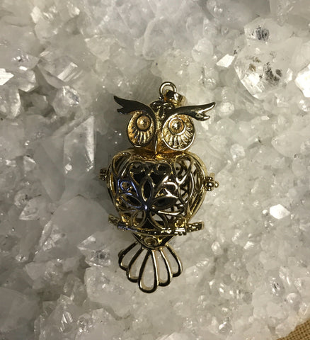 Aromatherapy Owl  Gold Colored Pendant
